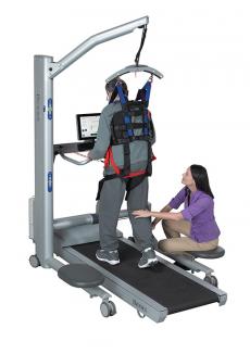 Unweighing System Patient Walking on Treadmill with PT on seat